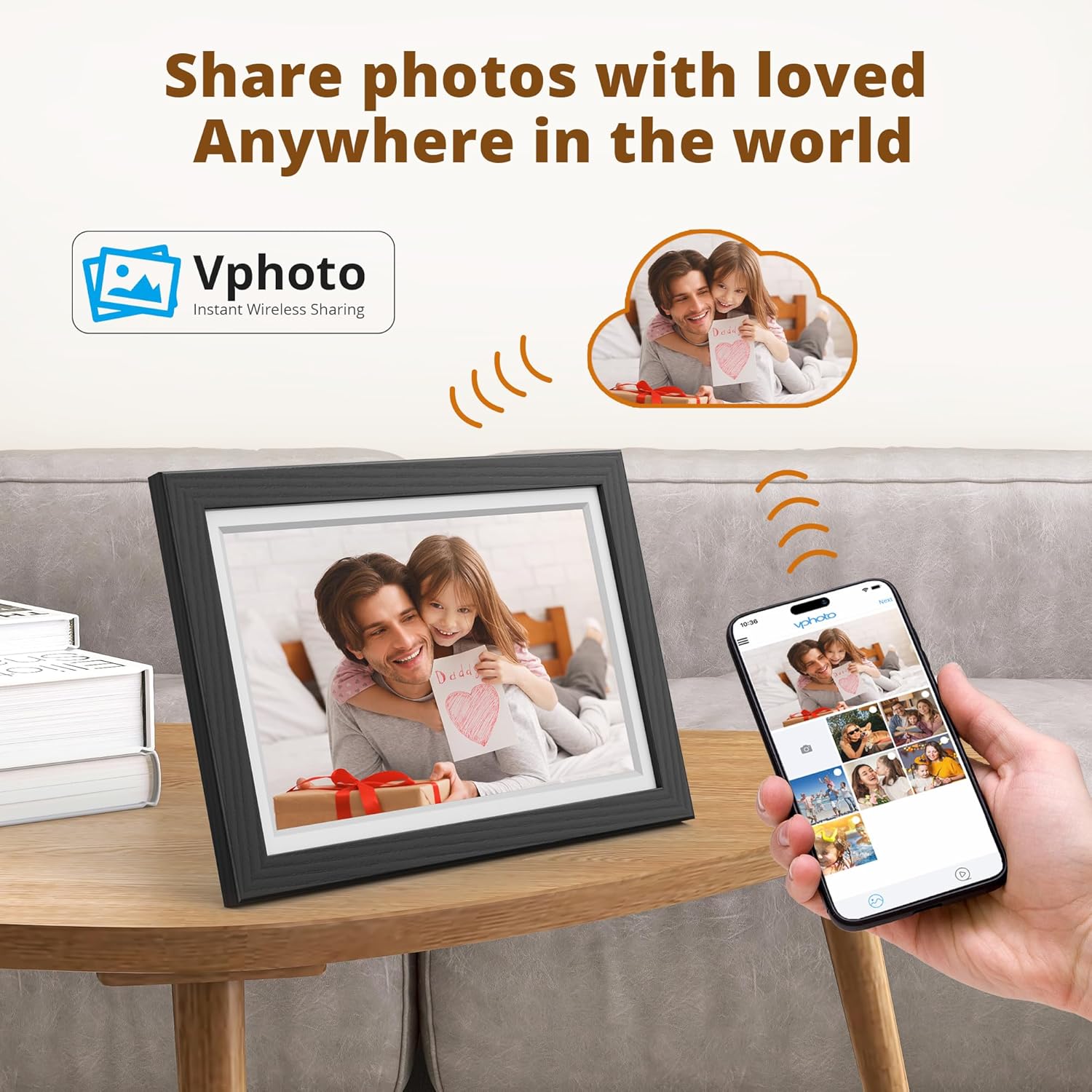 Dragon Touch Frameo Digital Picture Frame - 10.1 Inch WiFi Electronic Picture Frame with 32 GB Memory HD IPS Touch Screen