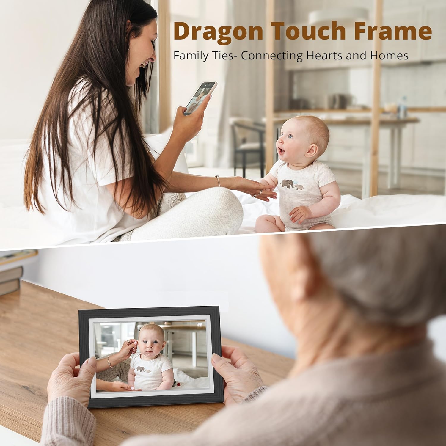 Dragon Touch Frameo Digital Picture Frame - 10.1 Inch WiFi Electronic Picture Frame with 32 GB Memory HD IPS Touch Screen
