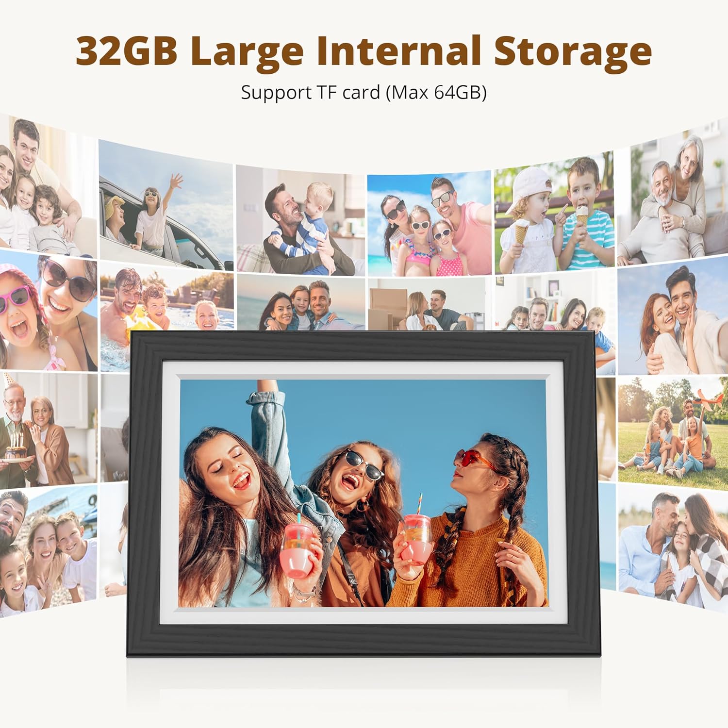 Dragon Touch Frameo Digital Picture Frame - 10.1 Inch WiFi Electronic Picture Frame with 32 GB Memory HD IPS Touch Screen Dragon Touch