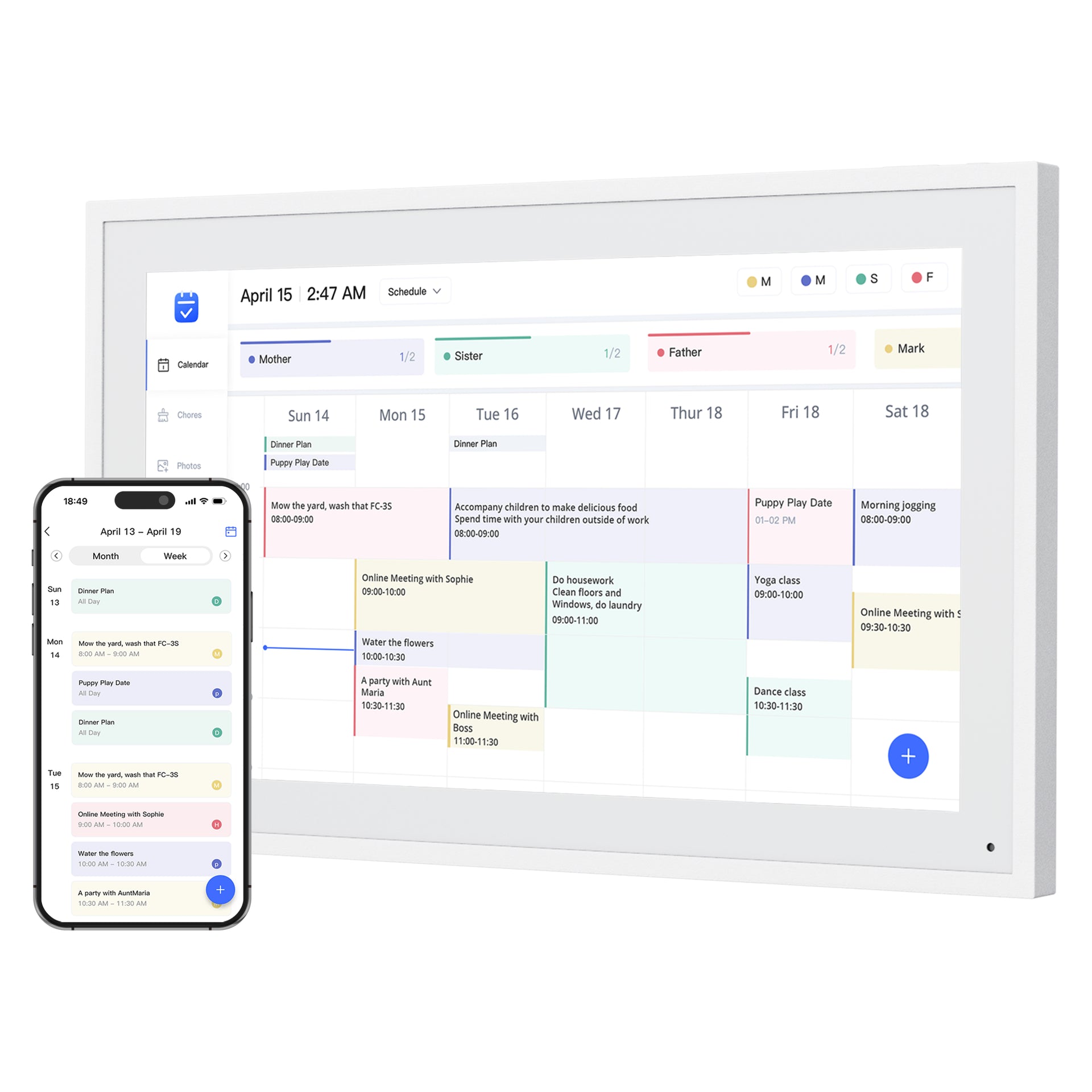 Dragon Touch Digital Calendar - 24inch / White