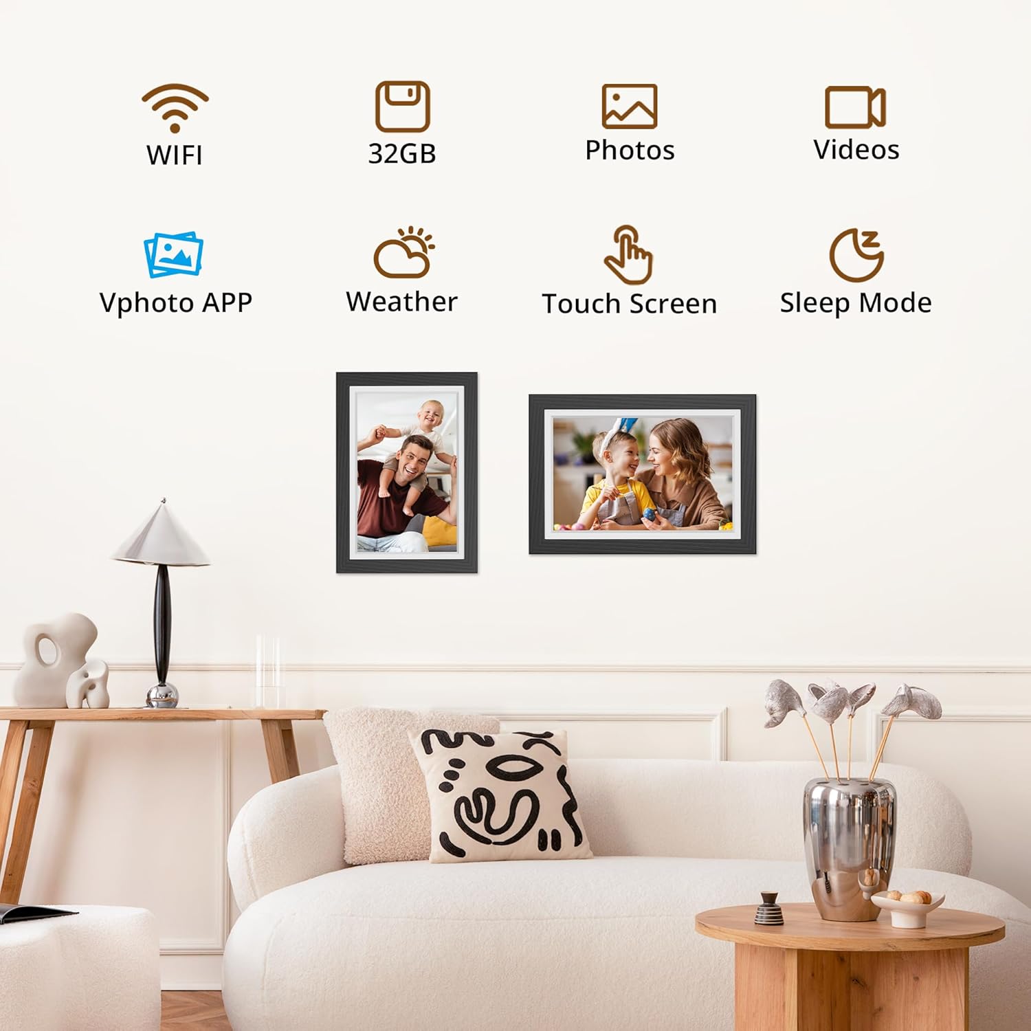 Dragon Touch Frameo Digital Picture Frame - 10.1 Inch WiFi Electronic Picture Frame with 32 GB Memory HD IPS Touch Screen