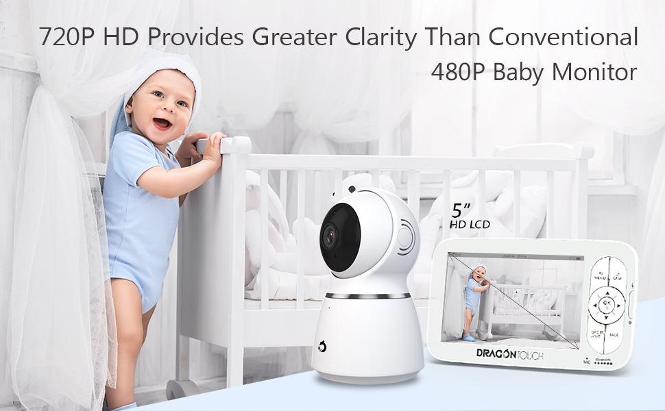 WOUWON Baby Monitor Babyphone Video Baby Camera Bebe Nanny HD 5 Inch LCD  Mobile Phone APP Control PTZ Lullabies For New Born